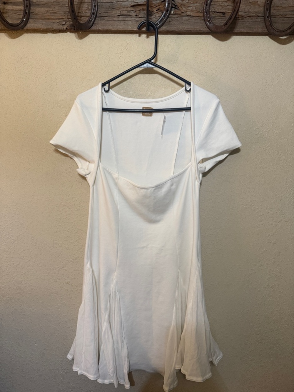 Free-est Free People Ivory Layered Slip Dress with Short Sleeve Tee